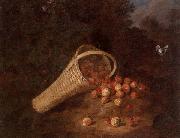 unknow artist A wooded landscape with sirawberries spilling from an overturned basket painting